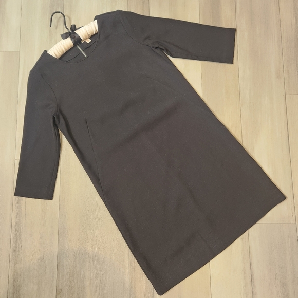 Gap mini dress 4 black shift 3/4 sleeve feminine comfort back zipper short - Picture 2 of 8